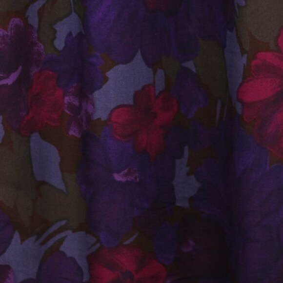 Cappagallo Vintage Women's Size 10 Purple Red Floral Pleated Midi Skirt - Picture 5 of 8